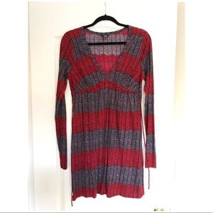 Cotton Long Sleeve Striped Dress
